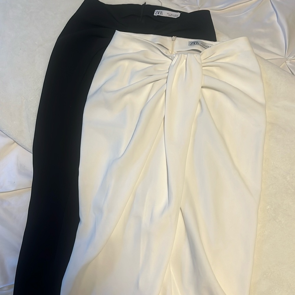 Past the knee with front slit skirts